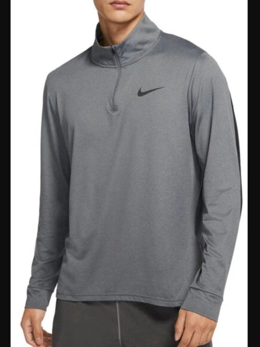 Nike Pro Men's Smoke Grey Dri-FIT Hyper Dry 1/4-Zip Training T-Shirt Size XL